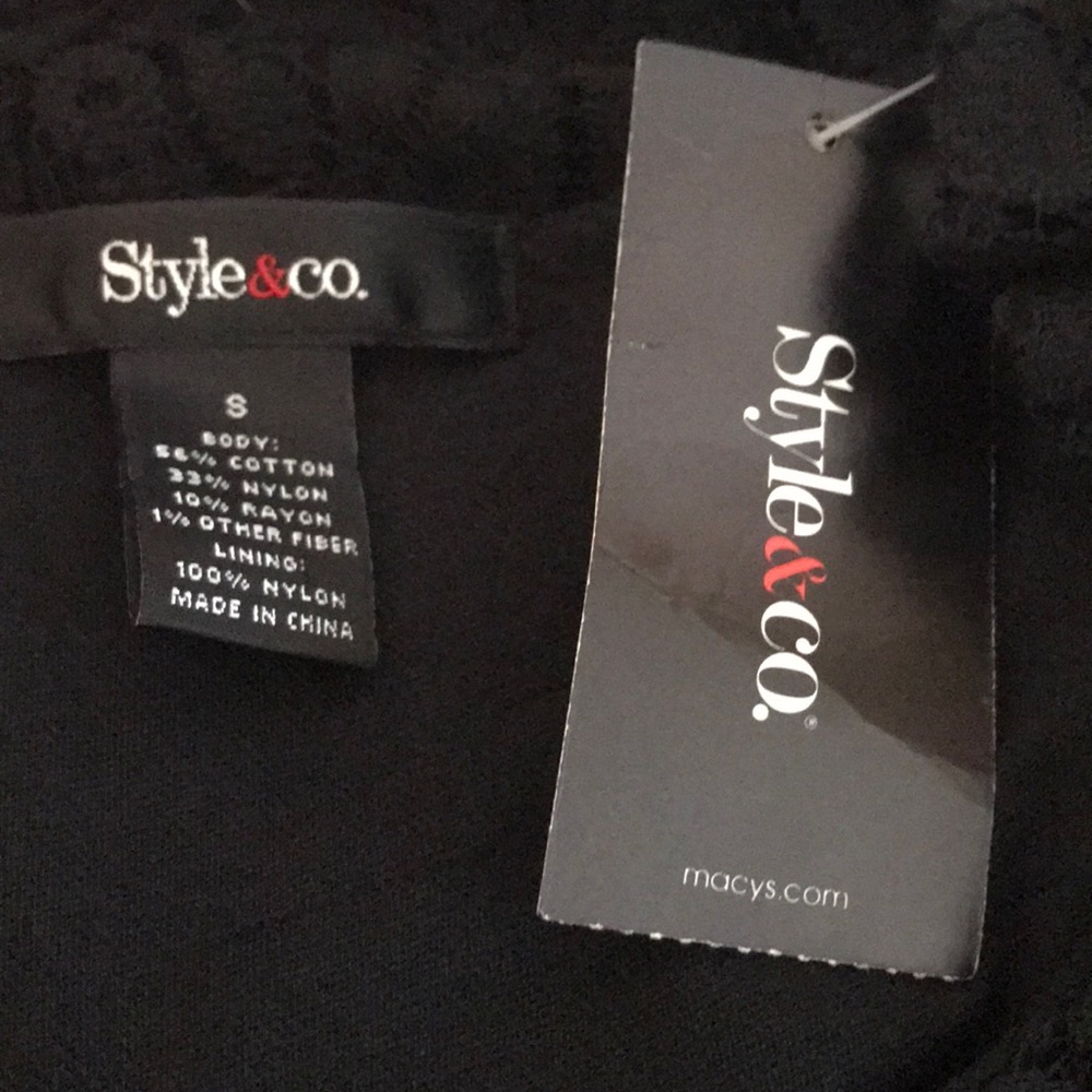 Style&CO Lace black dress size Small L/S w/lining - Picture 8 of 8